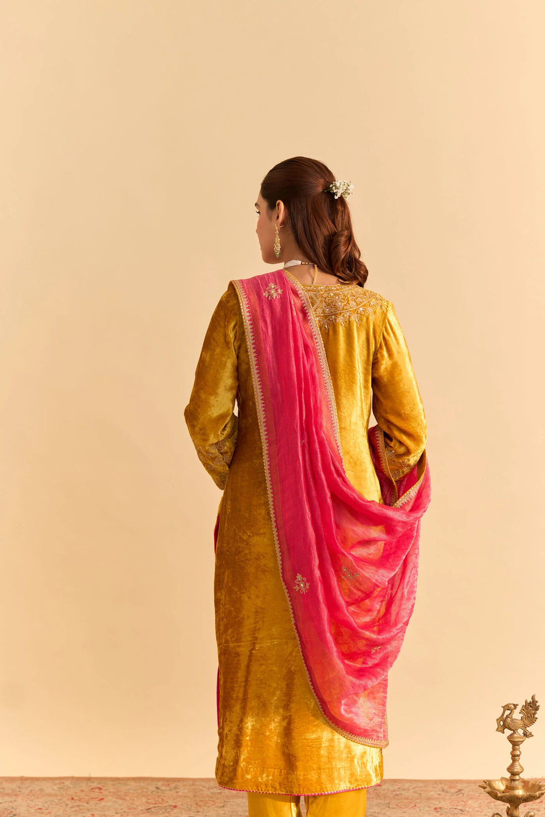 Aynaz - velvet Mustard Kurta with Salwar