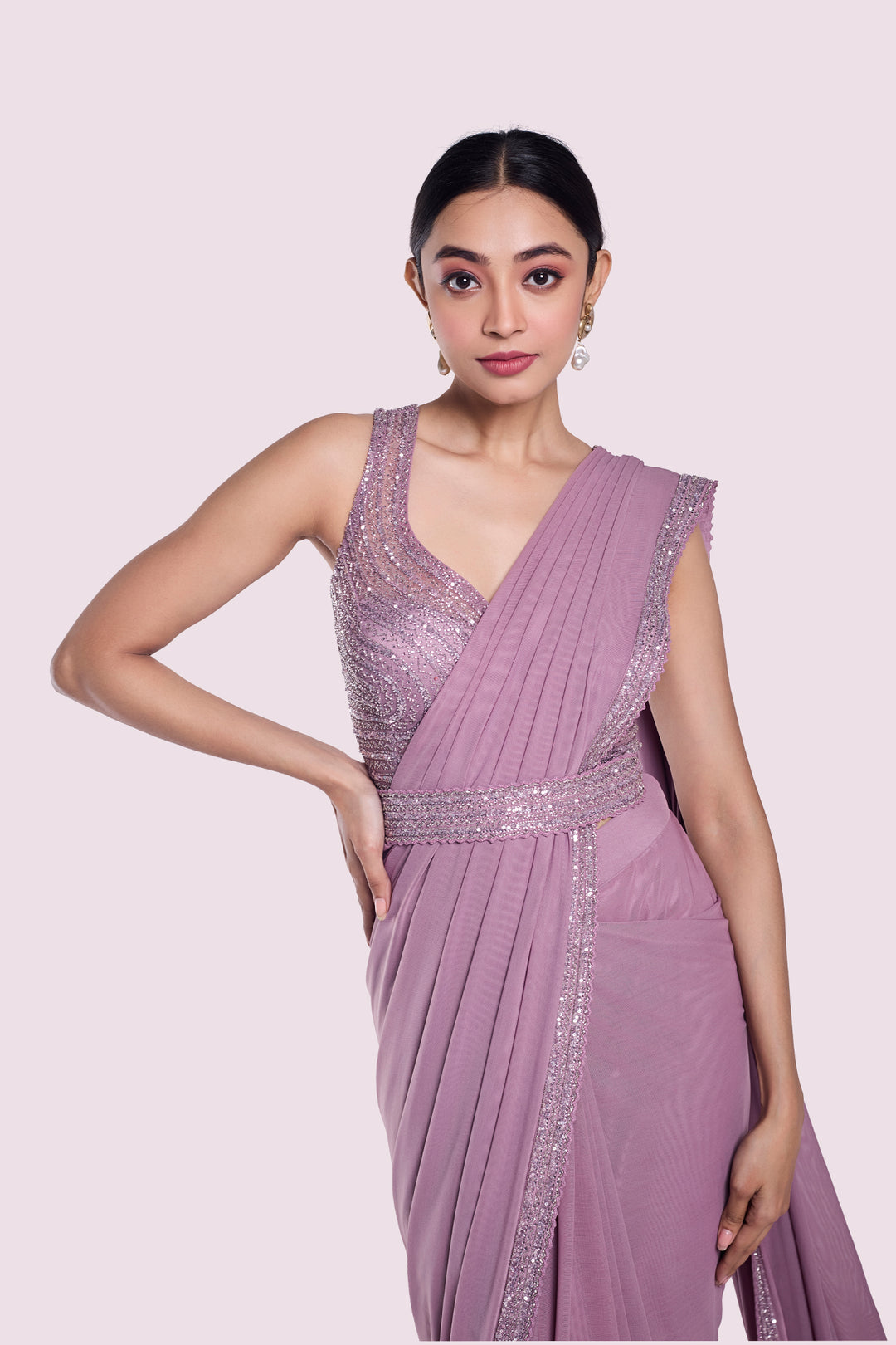 Minimal Embellished Drape Saree