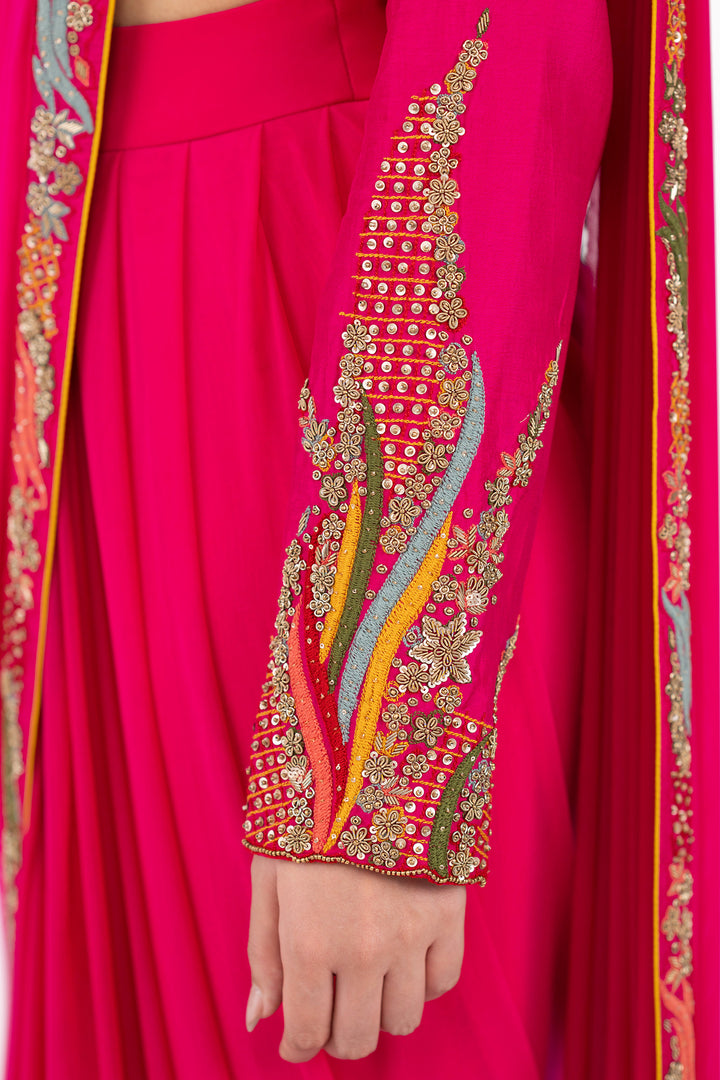Multicolour Embellished Pre-stitched saree