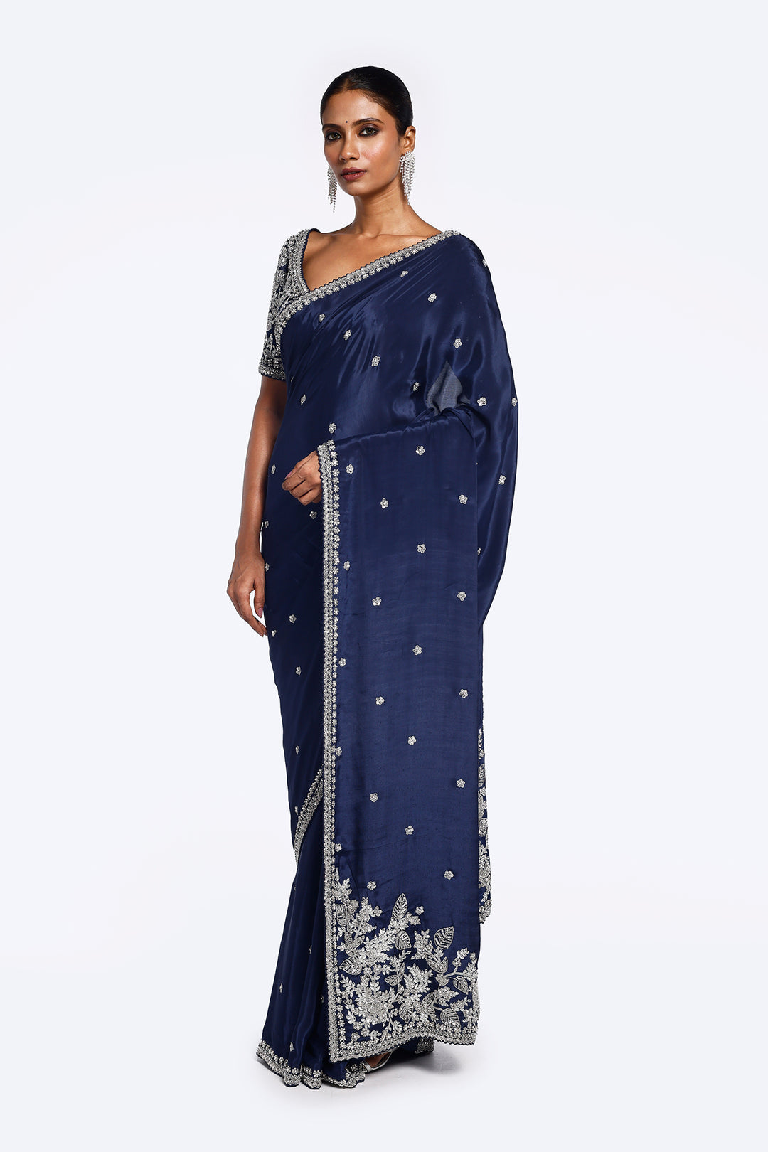 Midnight floral embellished saree