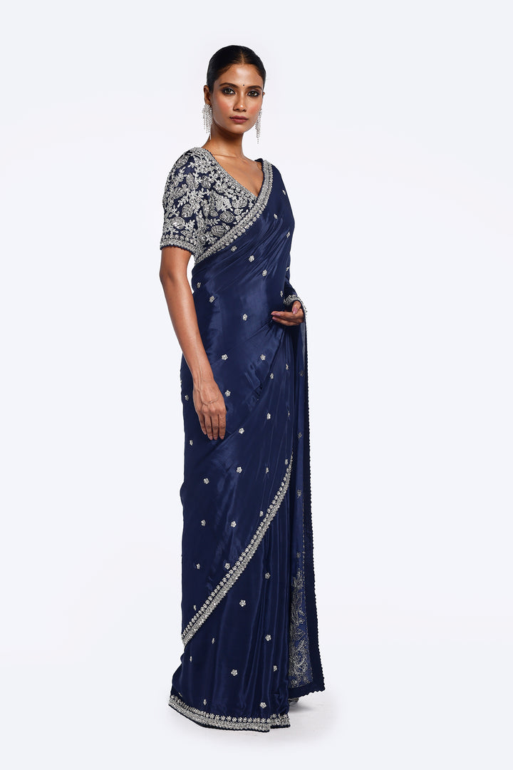 Midnight floral embellished saree