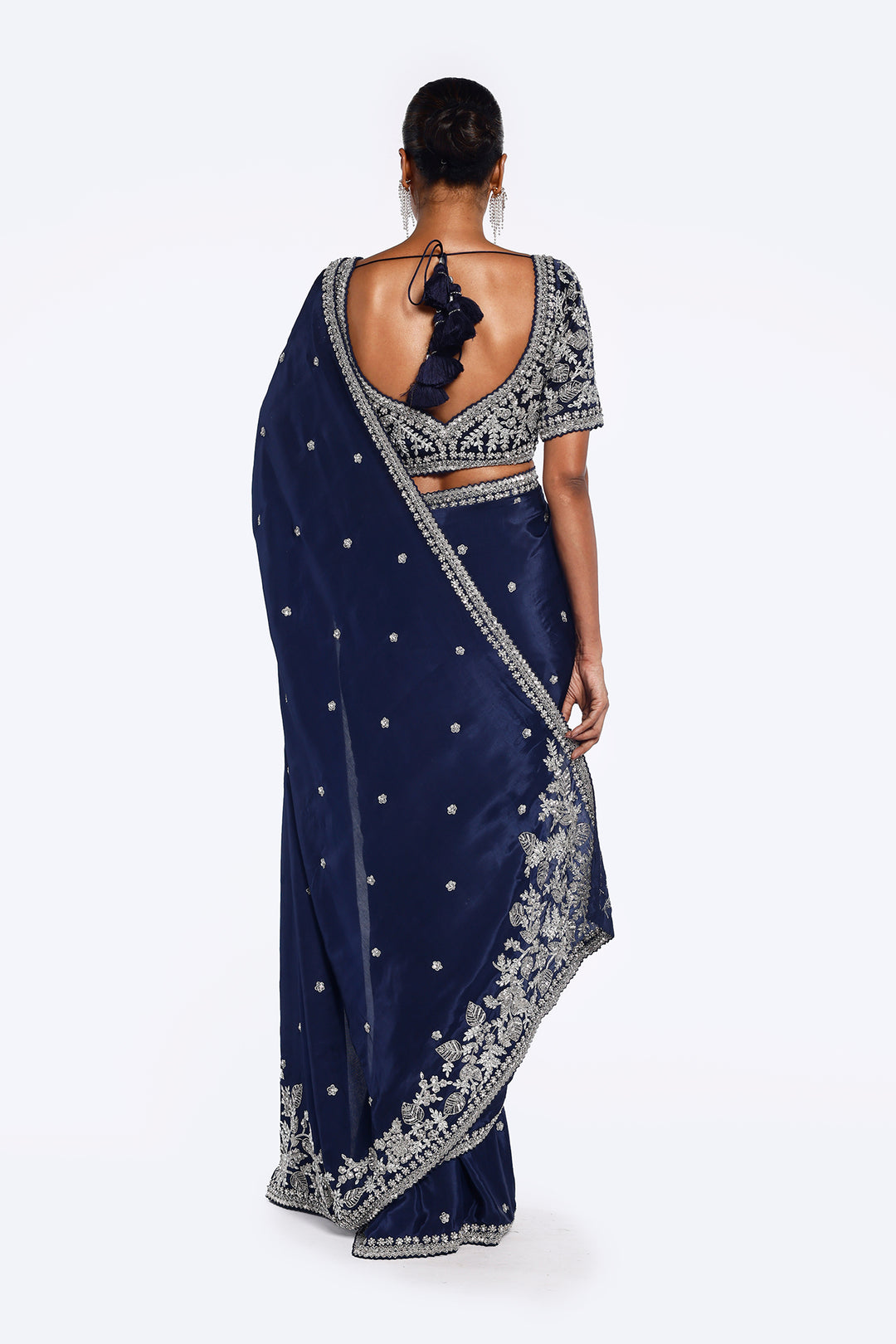 Midnight floral embellished saree