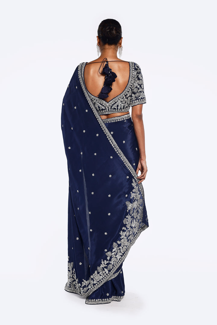 Midnight floral embellished saree