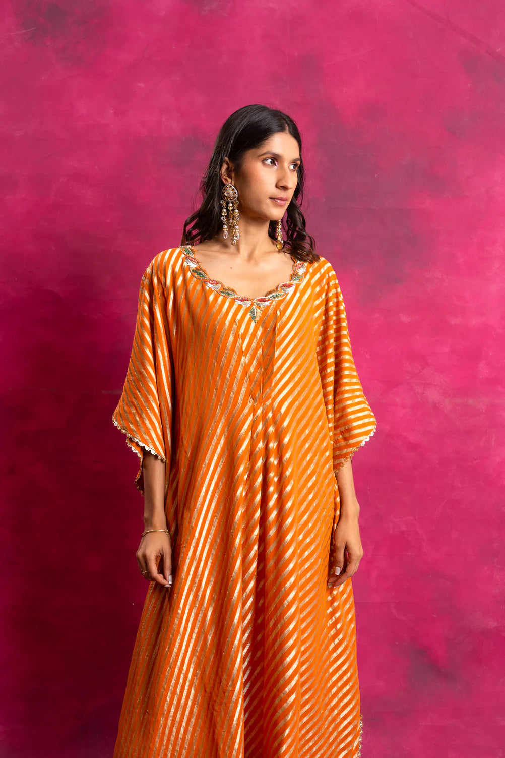 Mahak kaftan Set in Pepper Orange