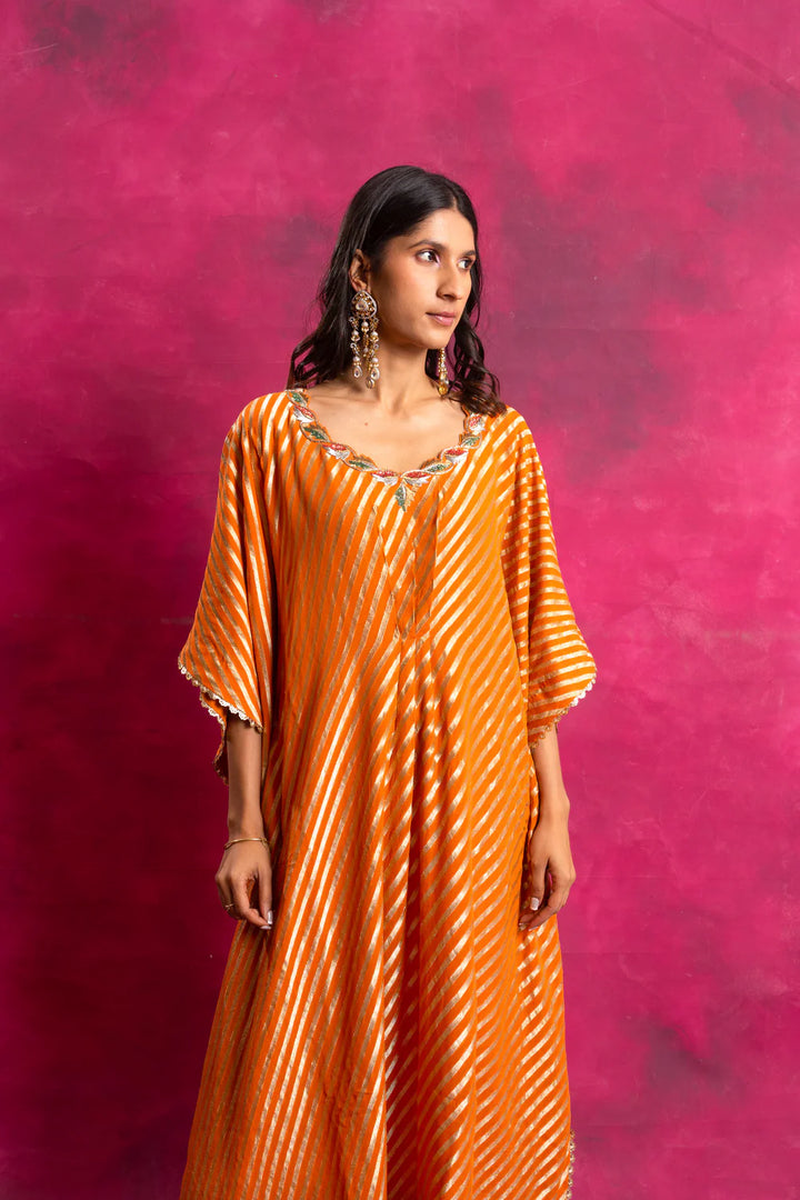 Mahak kaftan Set in Pepper Orange
