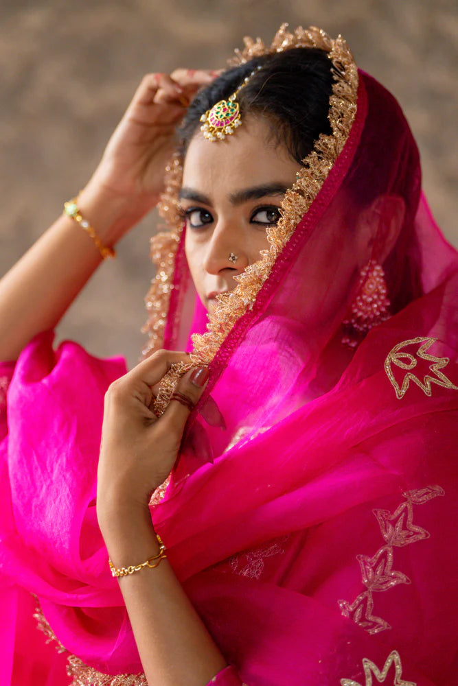 Magenta Marori Work Straight Kurta Set