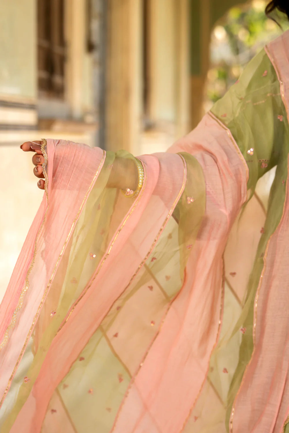 Mint Poppy Motif A-line Kurta Set