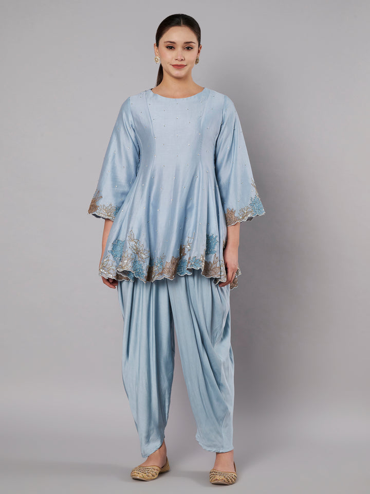 Meadow Short Kali Set with dhoti - Dusty Blue
