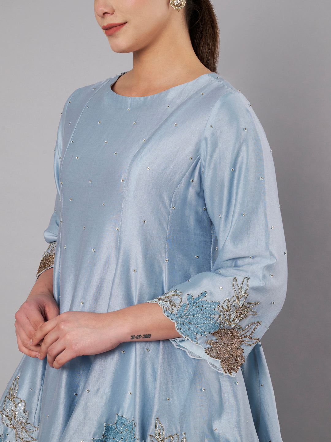 Meadow Short Kali Set with dhoti - Dusty Blue