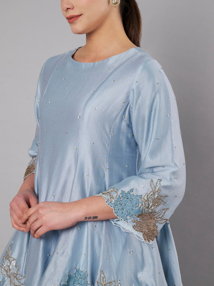 Meadow Short Kali Set with dhoti - Dusty Blue