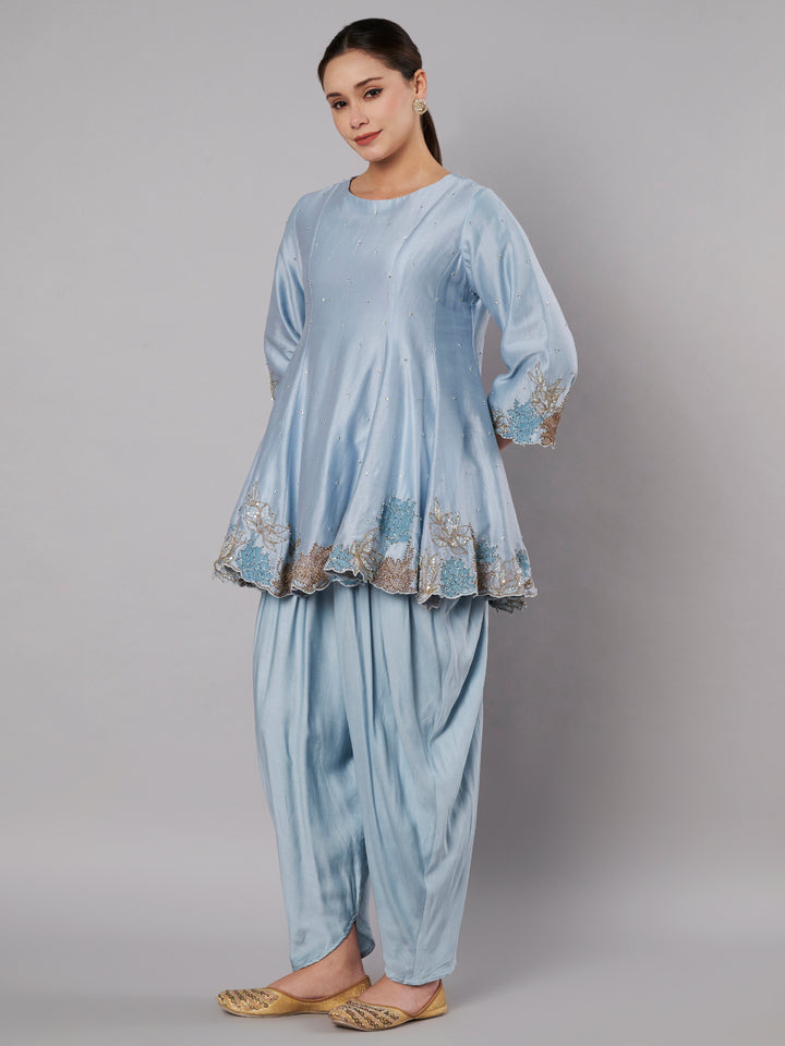 Meadow Short Kali Set with dhoti - Dusty Blue