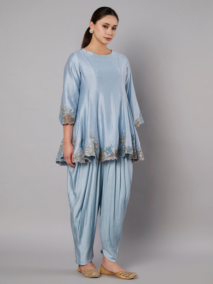 Meadow Short Kali Set with dhoti - Dusty Blue
