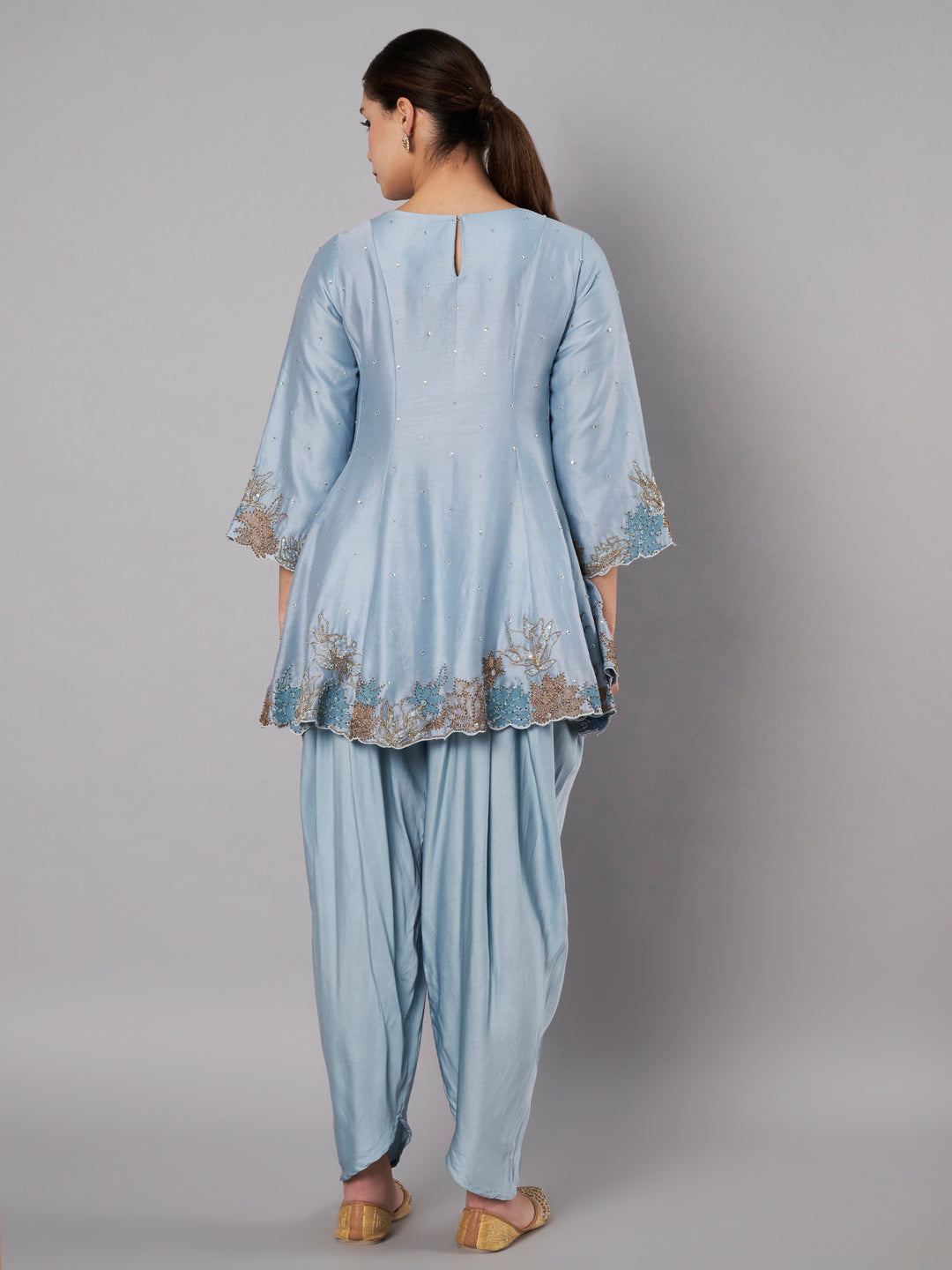 Meadow Short Kali Set with dhoti - Dusty Blue