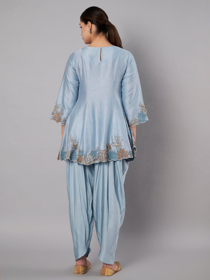 Meadow Short Kali Set with dhoti - Dusty Blue