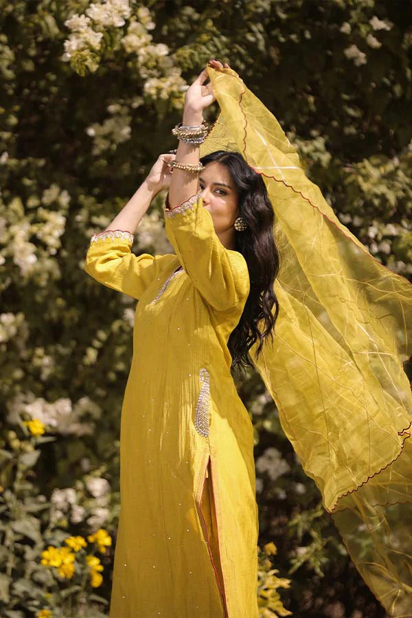 Mustard Side Pocket Kurta Set