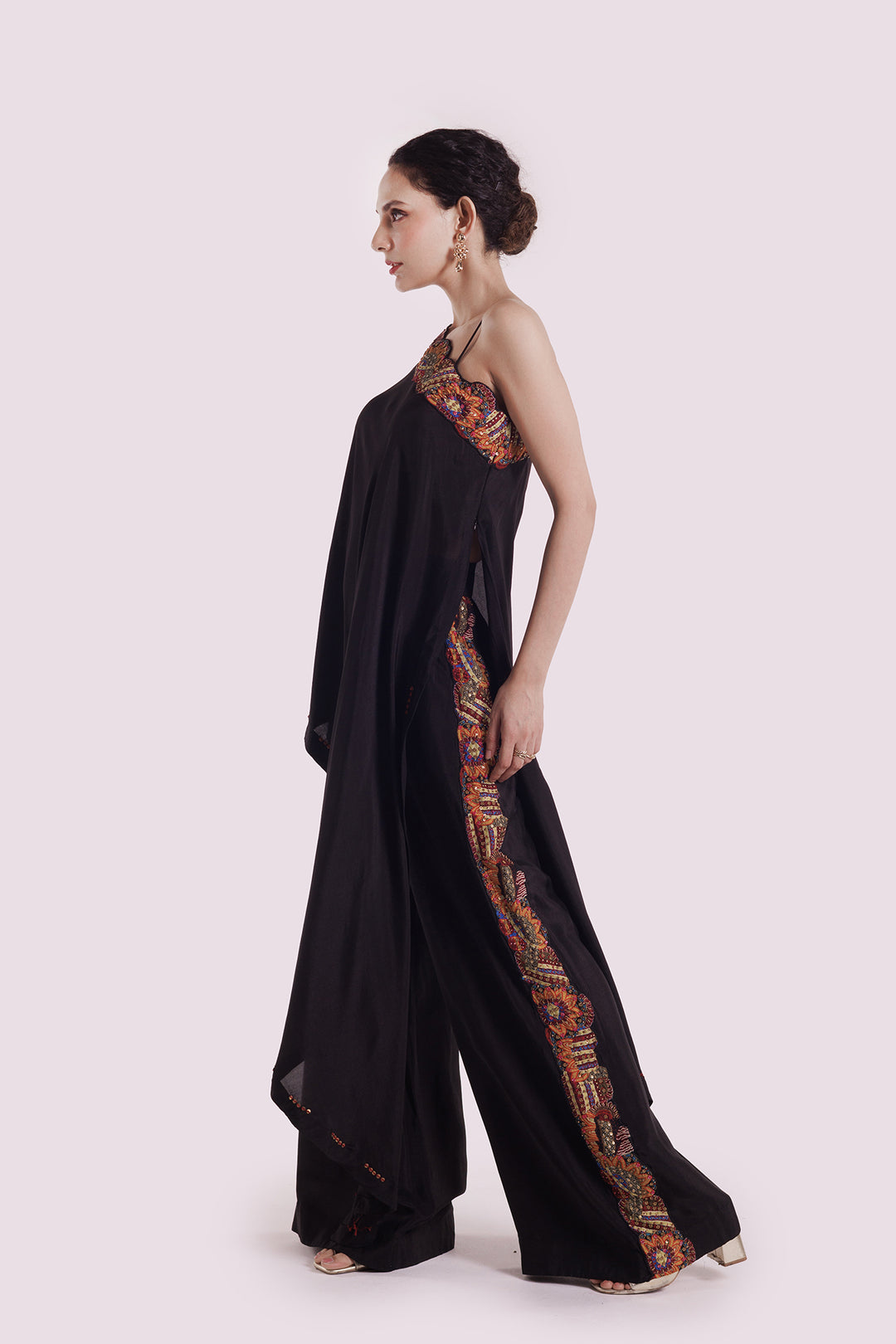 Mono sleeve silk kaftan co-ord set