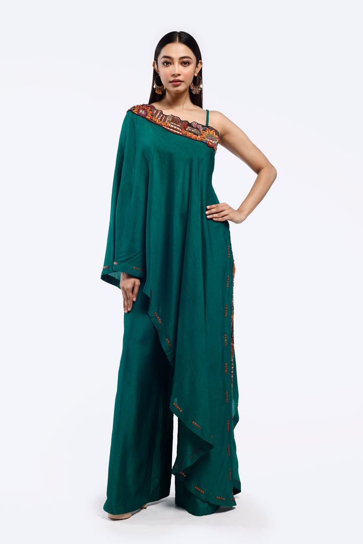 Mono sleeve silk kaftan co-ord set