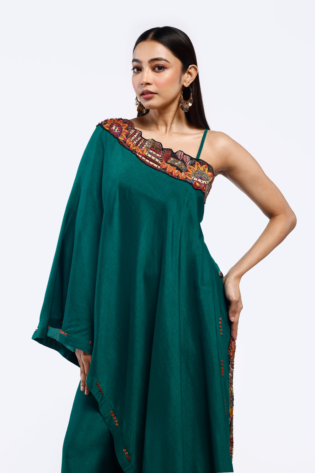 Mono sleeve silk kaftan co-ord set