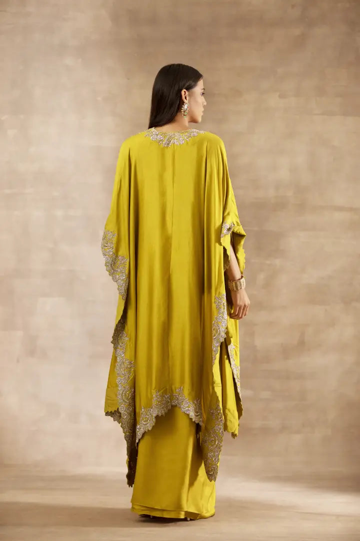 Mustard Embroidered Cape Set