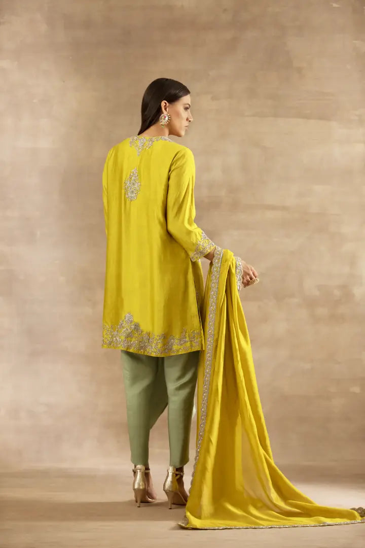 Mustard Embroidered Tunic Set