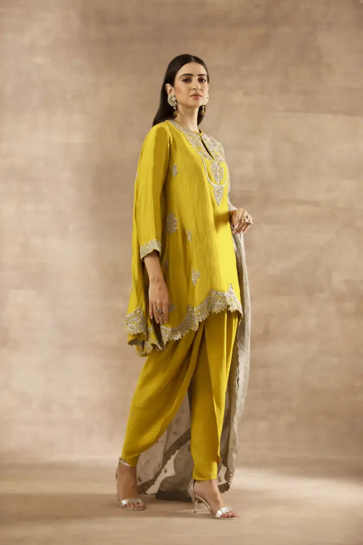 Mustard Embroidered Tunic Set