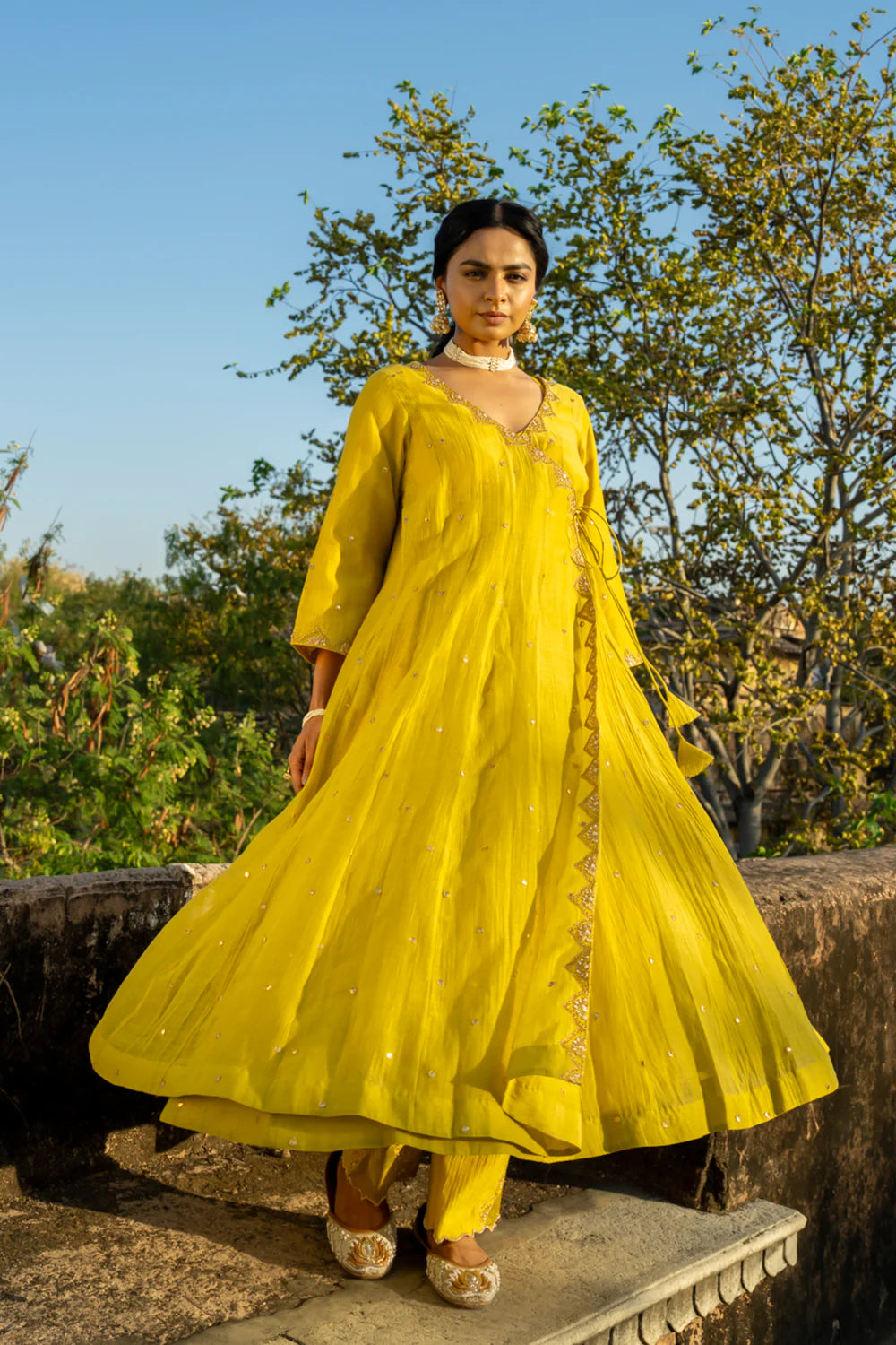 Mustard Yellow Angrakha Set