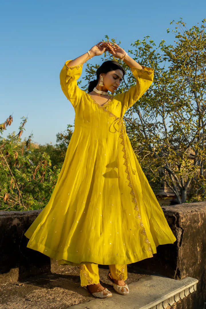 Mustard Yellow Angrakha Set