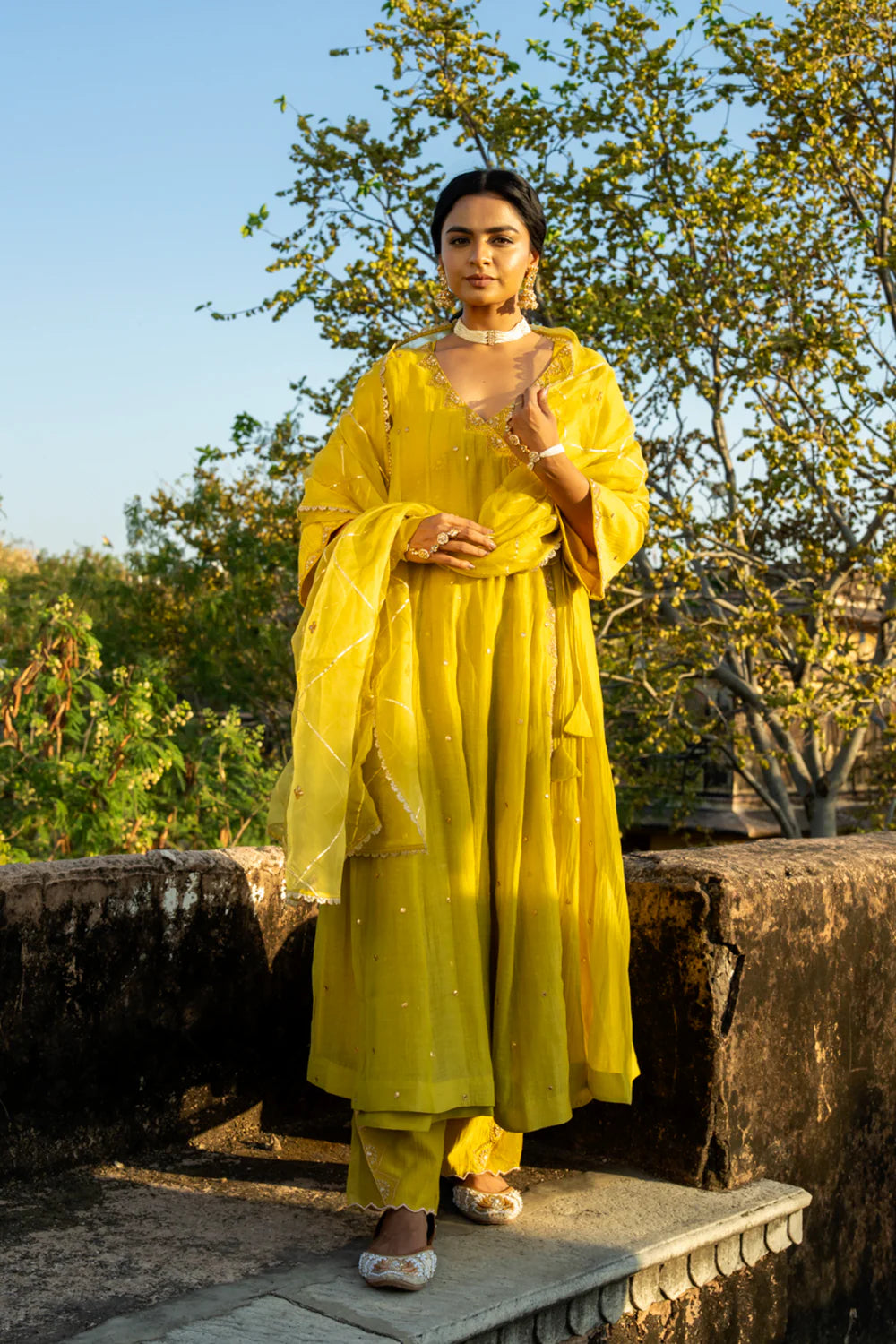Mustard Yellow Angrakha Set