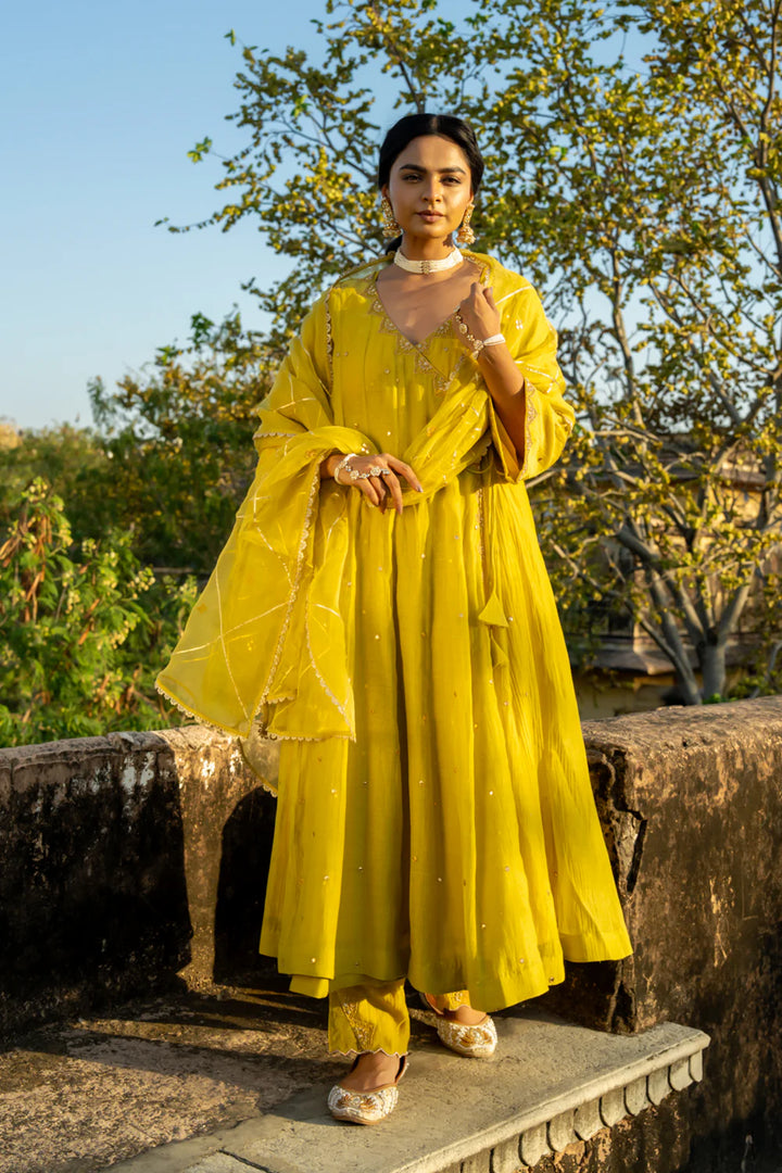 Mustard Yellow Angrakha Set