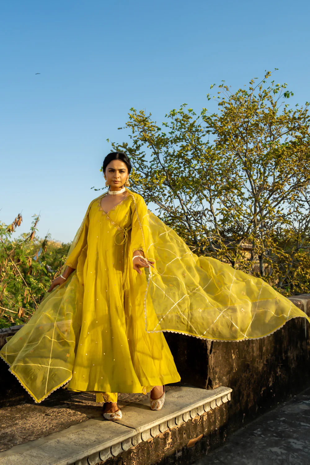 Mustard Yellow Angrakha Set