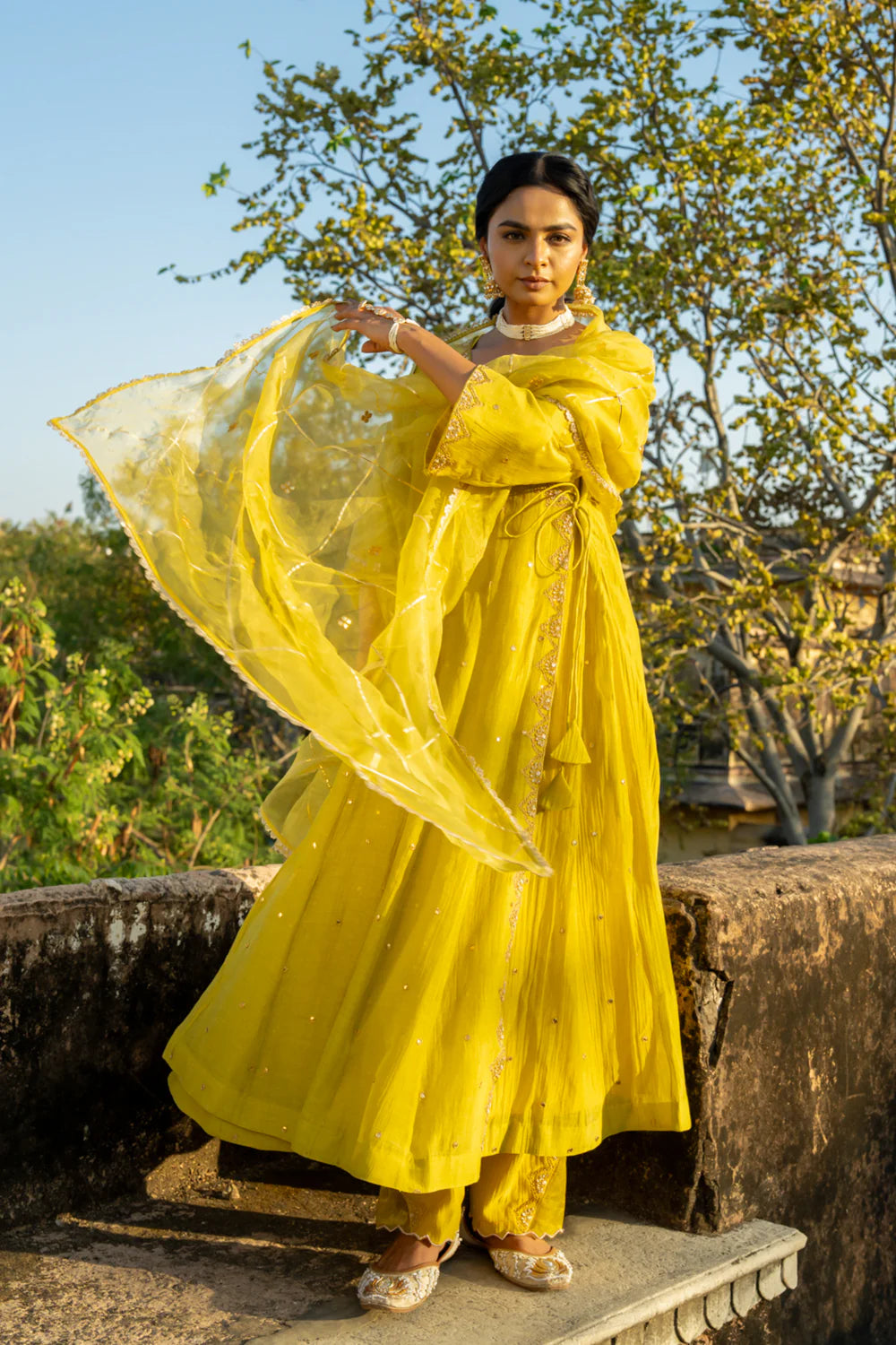 Mustard Yellow Angrakha Set