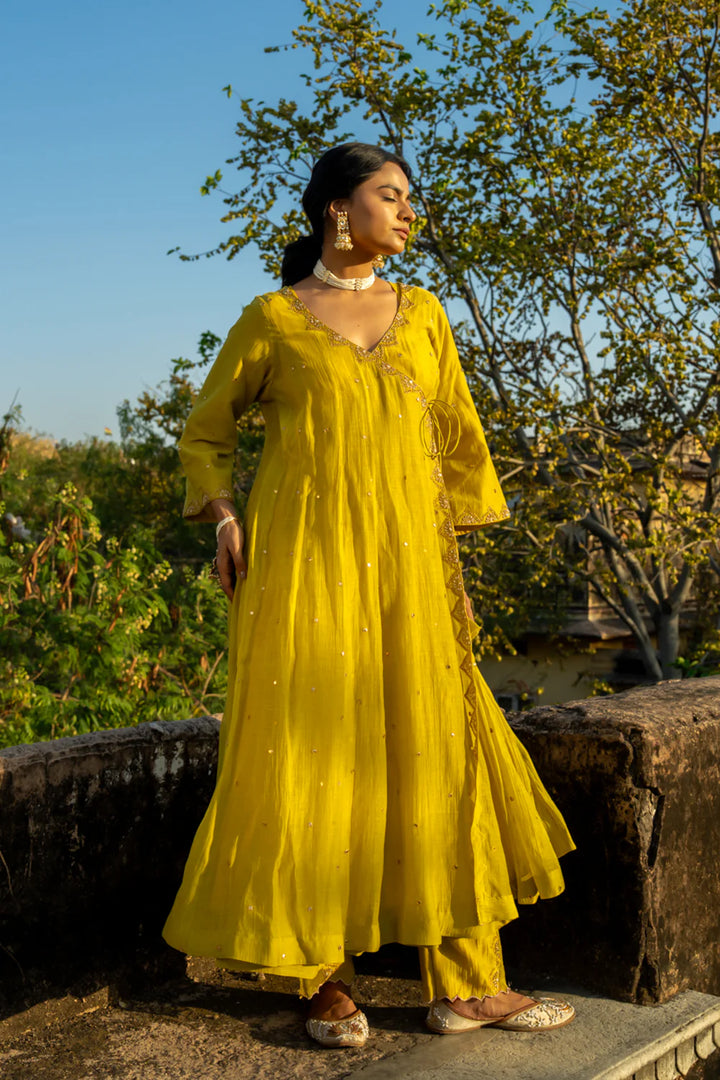 Mustard Yellow Angrakha Set
