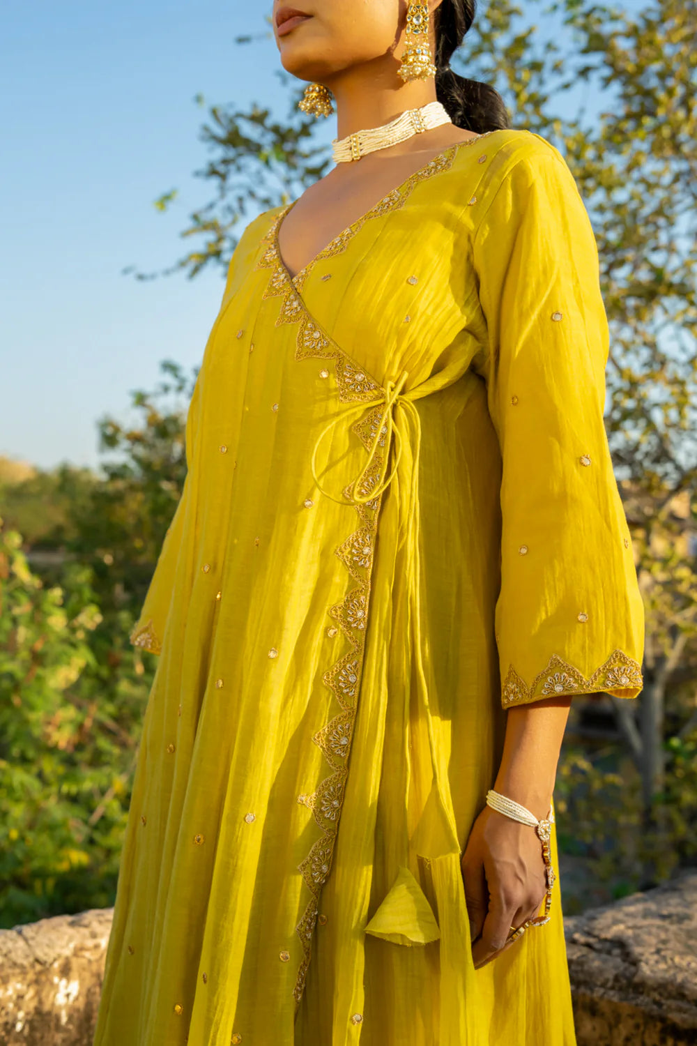 Mustard Yellow Angrakha Set