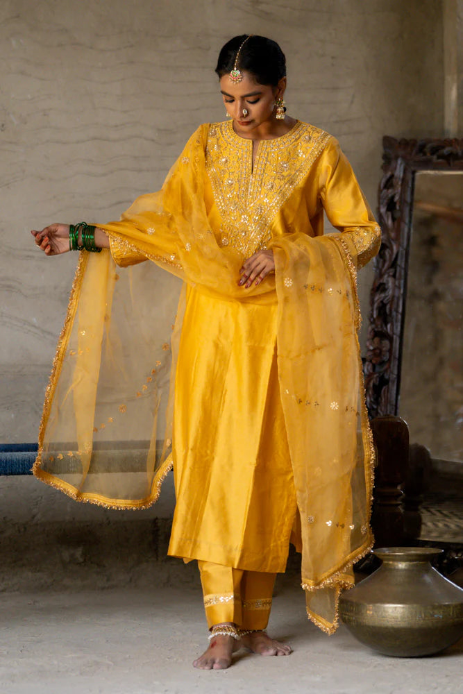 Mustard Yellow Straight Kurta Set