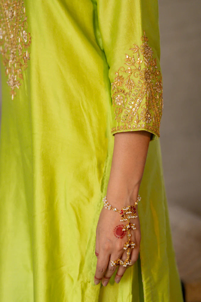 Neon Green Straight Kurta Set