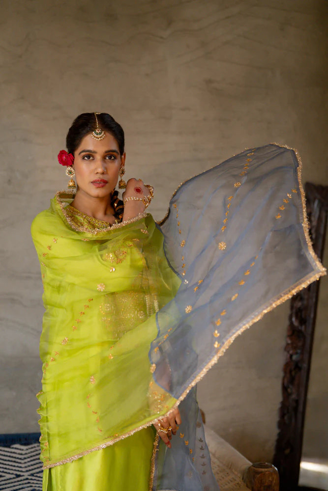 Neon Green Straight Kurta Set