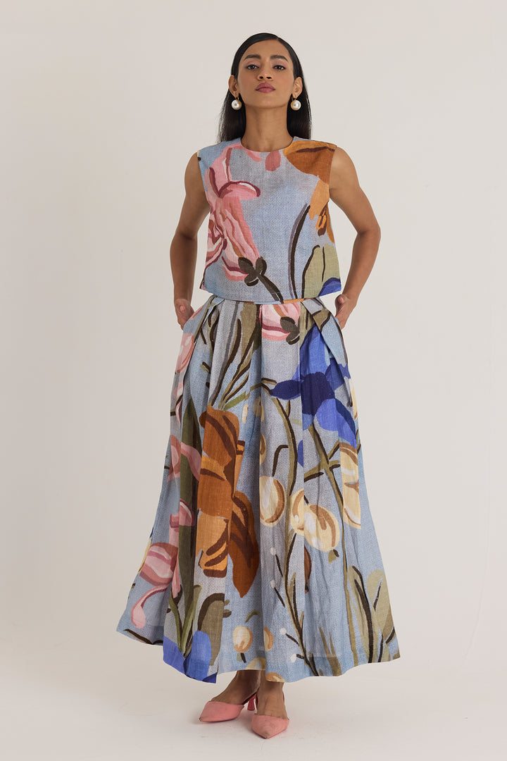 Nico Linen Top & Skirt Set