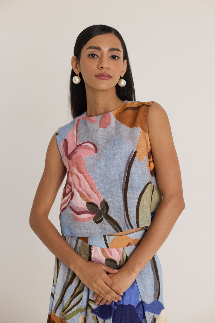 Nico Linen Top & Skirt Set