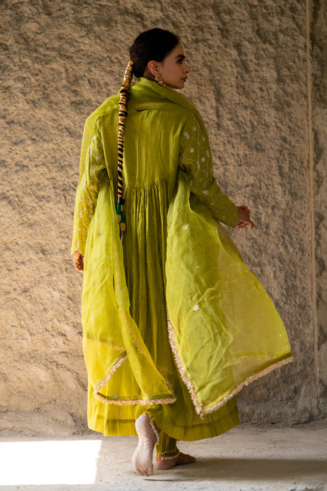 Neev Olive Green Aarkali Suit Set