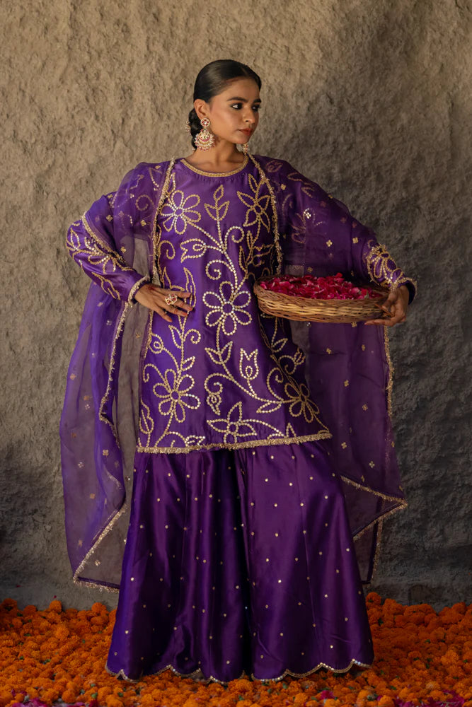 Neev Purple Green Sharara Set