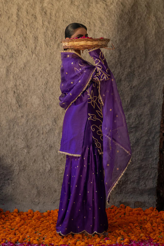 Neev Purple Green Sharara Set