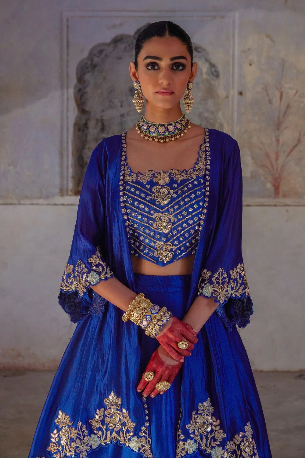 Neela Phool Jacket Set