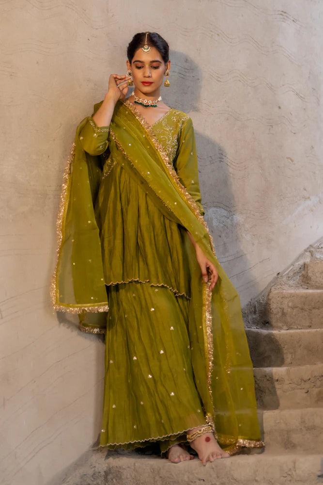 Neev Rani Henna Green Sharara Set
