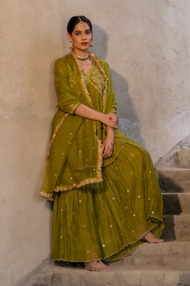 Neev Rani Henna Green Sharara Set