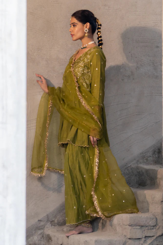 Neev Rani Henna Green Sharara Set