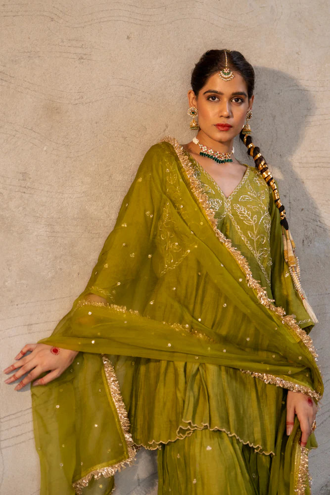 Neev Rani Henna Green Sharara Set