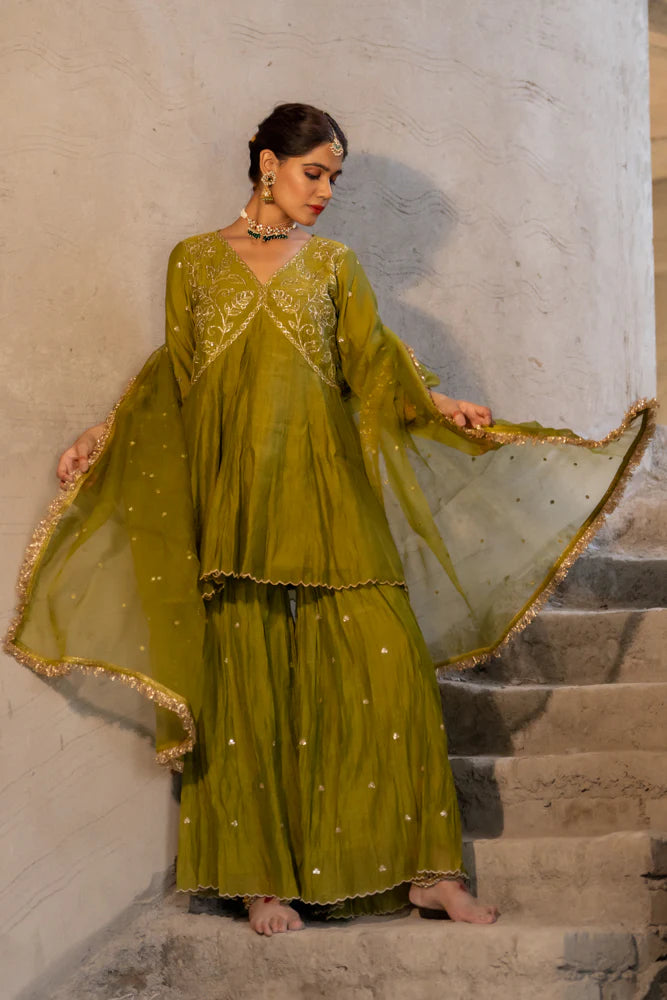 Neev Rani Henna Green Sharara Set