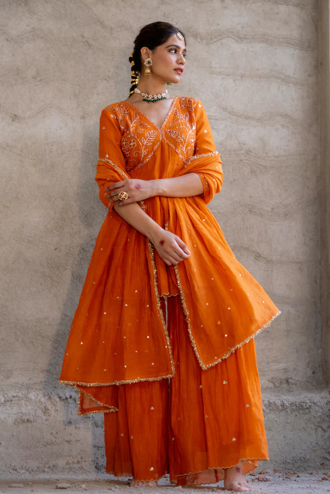 Neev Yellow Orange Sharara Set