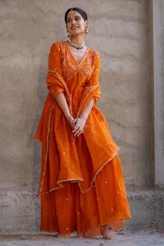 Neev Yellow Orange Sharara Set