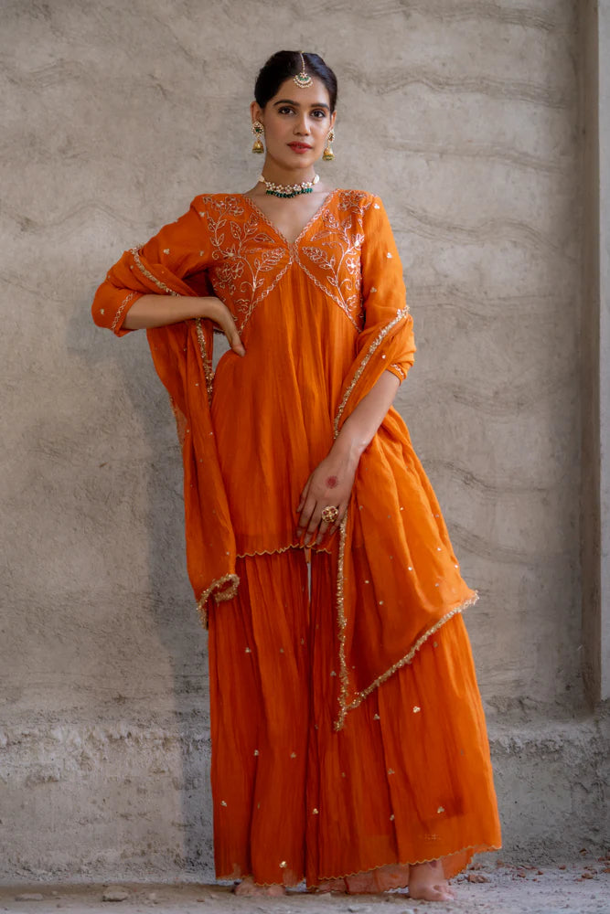 Neev Yellow Orange Sharara Set